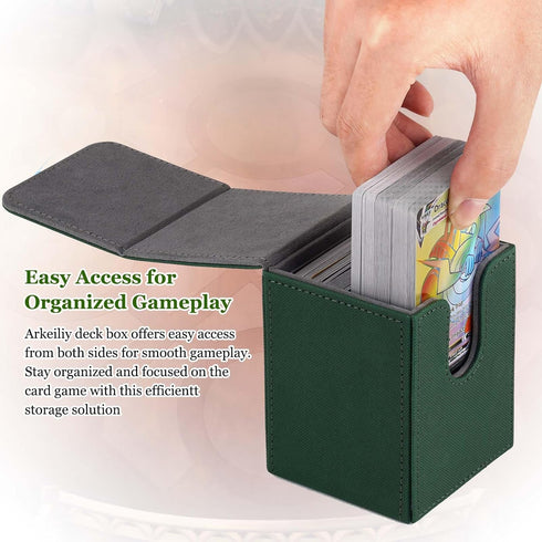 MTG Deck Box with 50 Pcs Card Sleeve, 110+ Card Storage Leather Deck Box for Magic Commander, Collectible Trading Card Cases for Trading Card Game...