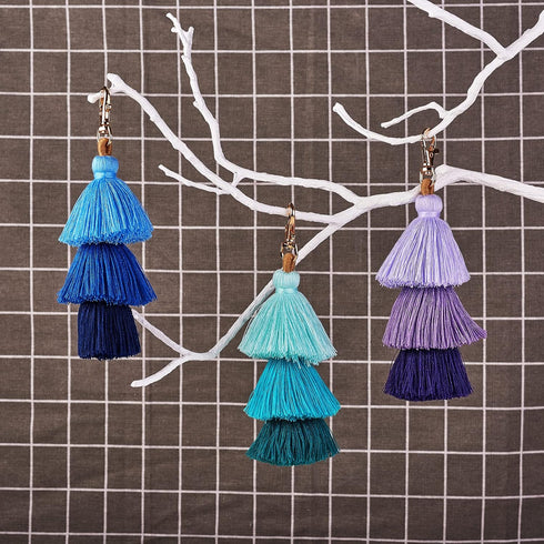 3Pcs Handmade Bohemian Tassel Keychain Colorful Boho Keychain Personalized Bag Charm Tassel Keychain for Women...