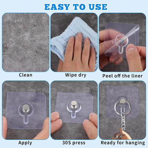20 Pcs Self Adhesive Wall Hooks No Drill Hooks for Hanging, No-Trace Sticker Frame Hangers without Nails for Mount Wall Shelf, Heavy Duty Adhesive...