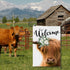 2 Pack Highland Cow Garden Flag, Spring Summer Welcome Sunflower Cow Garden Flag, 12 x 18 Inch Double Sided Vertical Burlap Floral Cow Farmhouse F...