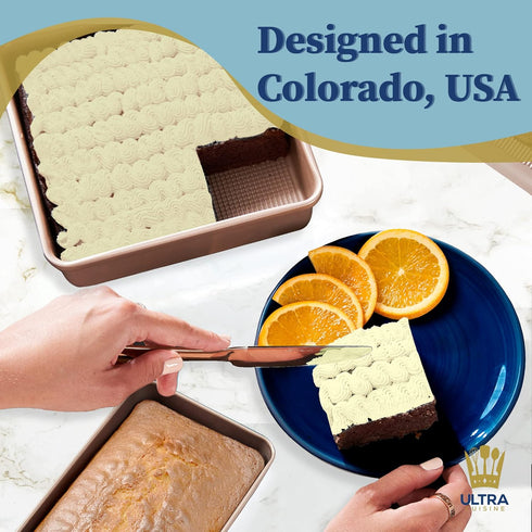 Ultra Cuisine Nonstick Square Cake Pan, Even Baking and Roasting, Easy to Clean, Durable Quality, Warp & Scratch Resistant Texture for Easy Releas...