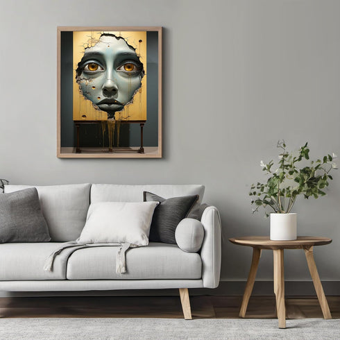 Posterizer 1 pcs-melting futuristic robotic portrait-Abstract & Modern Art-Fantasy & Fiction Art-Gift for Art Lovers-Decor for Home & Office- UNFR...