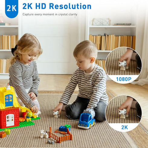 Small Security Camera, Upgraded Indoor Camera for Pets, Dogs, Babies, Smart WiFi Home Monitor, App Control, Compatible with Alexa, white, K01-1...