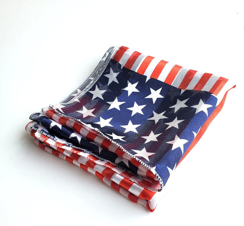 Rosemarie Collections Women's Red White And Blue 4th Of July Satin Stripe USA Fashion Scarf, 60" American Flag Stars Stripes...