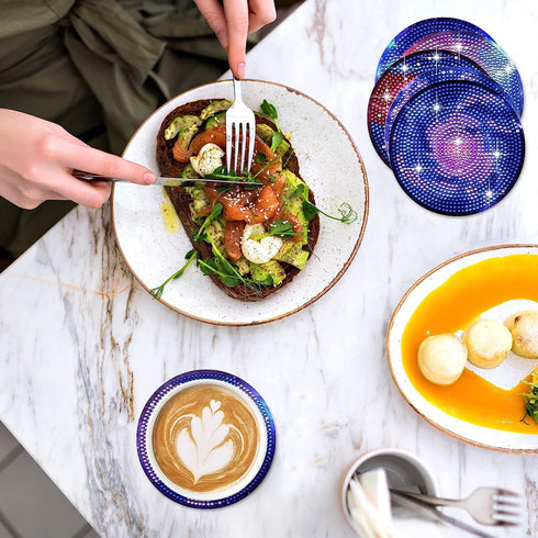 Uniqcasa Diamond Painting Coasters 6 pcs Nebula and Galaxy Diamond Art Painting Coasters Kits with Holder,DIY Diamond Coaster Art Crafts Supplies ...