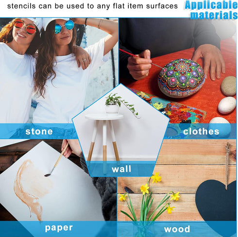 12 Pieces Mandala Dot Painting Stencils 3.5/5.1/5.8/7.9 Inches Reusable Stencils Segment Mandala Template for DIY Wall Tile Paper Fabric Glass Met...