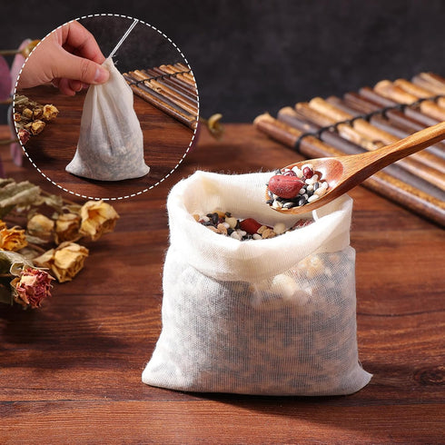 20 Pcs Spice Bags for Cooking,3.9 X 5.9 Inch Reusable Drawstring Cotton Tea Bags Muslin Bags Unbleached Tea Filter Bag Disposable Tea Bags for Loo...