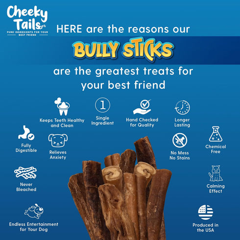 Bully Sticks for Small Dogs and Puppies (3 Pieces) - 6" - Rawhide Free Chews Made in USA - High Collagen, Single Ingredient 100% Beef Dog Treats...