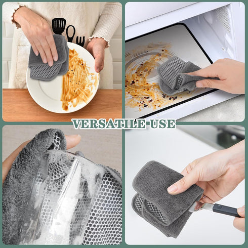 SINLAND Microfiber Dish Cloth for Washing Dishes Dish Washing Rags Best Kitchen Washcloth Cleaning Cloths Wash Cloths with Poly Scour Side 7.87Inc...