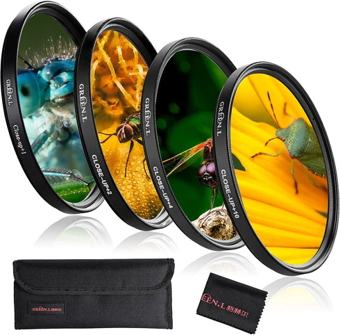 52mm Close-up Filter Set(+1,+2,+4,+10), Professional Macro Filter with Filter Pouch for Camera Lens......