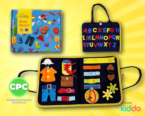 Let's Play Kiddo Busy Book for Toddlers 1-3, Busy Board for 1 Year Old, Montessori Toys 1-4 Year Old, Educational Activity Toddler Busy Board Pres...