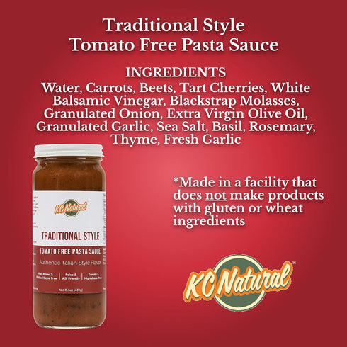 KC Natural | Traditional Style Tomato Free Pasta Sauce | 280mg Sodium (1-pack, 1.00)...