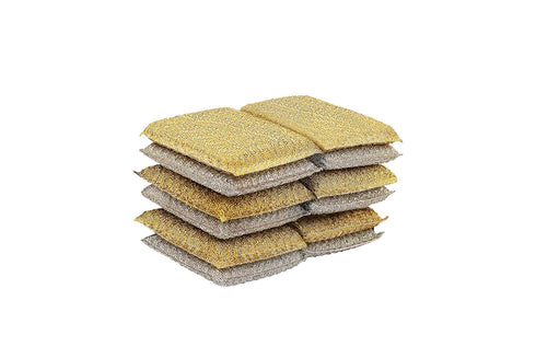 Gold and Silver Kitchen Sponge Scrubber, Heavy Duty Metallic Sink, Pot, Dish Washing Scrubber Non-Scratch, Non-Metal, Kosher Sponge, Pack of 12 (S...