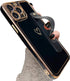 KANGHAR Designed for iPhone 13 Pro Max Case with Strap Luxury Love Heart Plating Gold Bumper Phone Cover Wristband Kickstand Full Body Protective ...