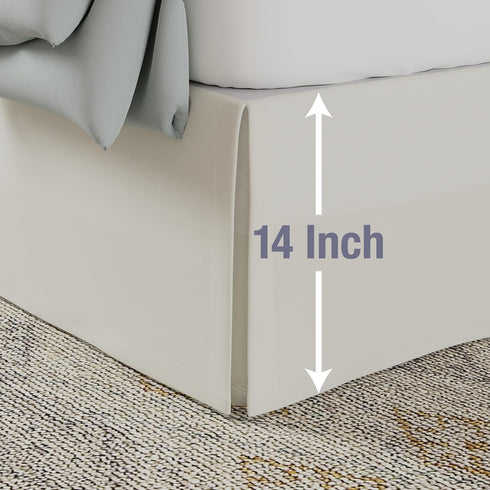 Lux Hotel Tailored Bed Skirt Classic 14" Drop Length Pleated Styling, Full, Ivory...