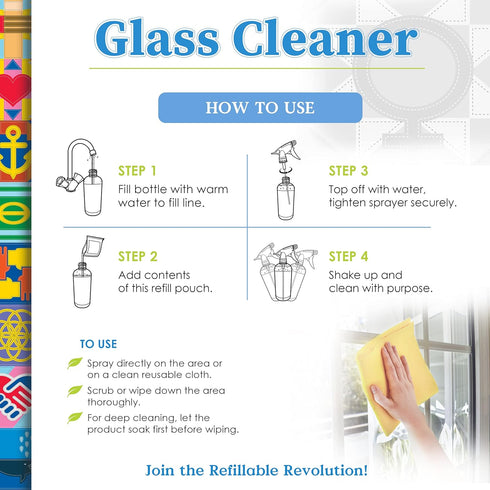 Natural Glass Cleaner Spray- Removes Dirt & Debris for Sparkling Clean Windows & Glass Surfaces at Home, Office & Garage, Includes: 1 Refillable E...