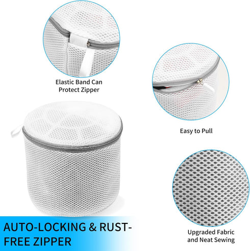 2 Pcs Premium Bra Lingerie Wash Bags, Durable Fine Mesh Laundry Bags Underwear Brassiere Washing Bags with Reinforced Zipper and Hanging Loop 6 x ...