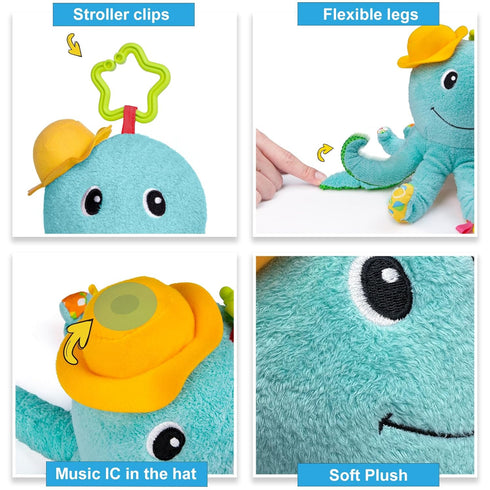 Infant Baby Girls Musical Stuffed Animal Activity Soft Toys with Multi-Sensory Crinkle, Mirror, Rattle and Textures for 0-3-6-12 Months Developmen...