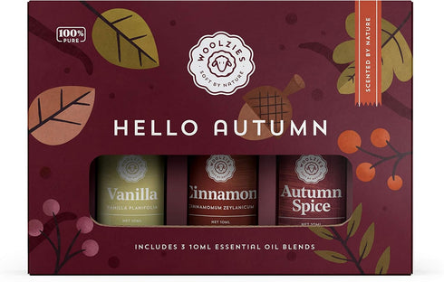 Woolzies Hello Autumn Set of 3 | Therapeutic Grade Aromatherapy Oil Blends | for Diffuser or Topical Use | Incl. Vanilla, Cinnamon & Autumn Spice ...