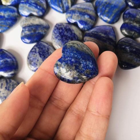 4 Pcs Natural Lapis Lazuli Love Heart Palm Stone Reiki Balancing Worry Stone(1 Inch)...