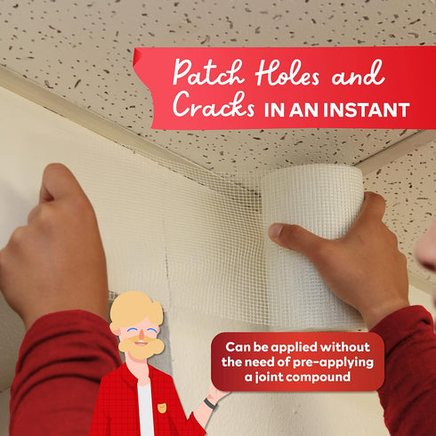 XFasten Drywall Repair Mesh Tape - 6-Inch X 90-Foot Mesh Tape for Drywall Repair, Fiberglass Drywall Patch Hole, Heavy Duty Wall Repair Mesh Spack...