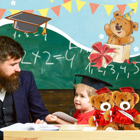 2 Pcs Graduation Bear Plush Stuffed Toy Bear Graduation Gifts Bear Doll Stuffed Bear with Grad Cap Diploma Stuffed Bear Plush Toy for Preschool Ki...