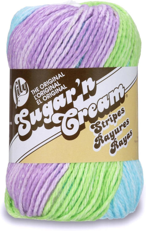 Lily Sugar and Cream Cotton Yarn, Violet Stripes, 2 oz....