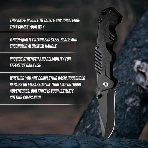Pocket Folding Knife set with Hunting Stainless Steel Clip Point Lock Blade Knives and Lightweight Lockback Multi-Tool for Camping, Outdoor, Hunti...