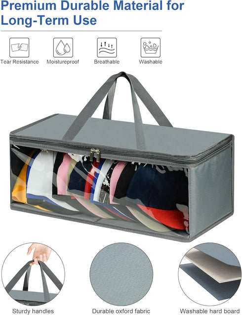 Stackable Hat Storage Box, Structured Hat Organizer for Baseball Caps, Wide Hat Bag Foldable Hat Case for Home Travel (Structure)...