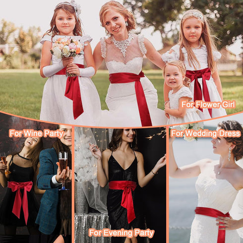 Wedding Satin Sash Belt Women Dress Sash Bridal Belt Waist Belts for Party Special Occasion 3.74'' Wide...