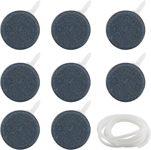 Aquarium Air Stone Disc, 8 Pcs 1.6" Air Stone Disc Bubble Diffuser with 2M Tube, Bubbler Stone for Fish Tank Air Stones, Airstone Bubbler Oxygenat...
