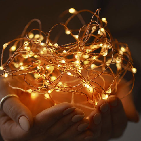 Pure Garden Solar-Powered 100 Fairy Lights, Warm White...
