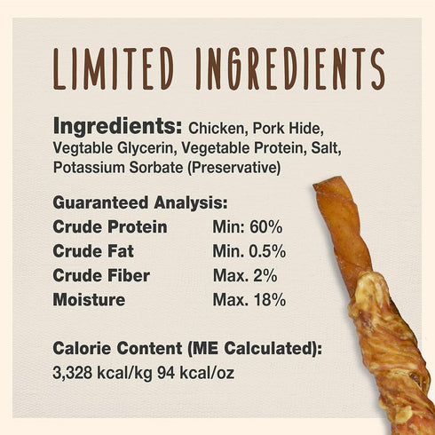 Cadet Gourmet Beef Hide Twist Chew Sticks, Long Lasting & Natural Chew Treats for Dogs, Inspected & Tested in USA, Chicken Flavor (22 Count)...