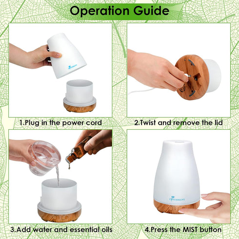 300ML Diffuser Essential Oil Diffuser Remote Control Aromatherapy Diffuser Mist Humidifiers with 7 Color LED Lights for Bedroom Office House Kitch...