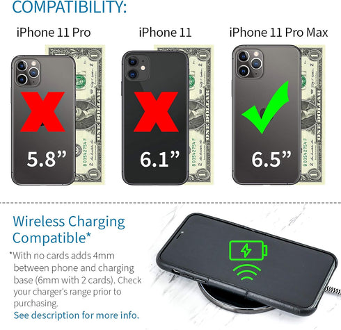 Dockem Wallet Case for iPhone 11 Pro Max: Built-in Metal Plate for Magnetic Mounting & 2 Credit Card Holder Slots (6.5" Exec M2, Synthetic Leather...
