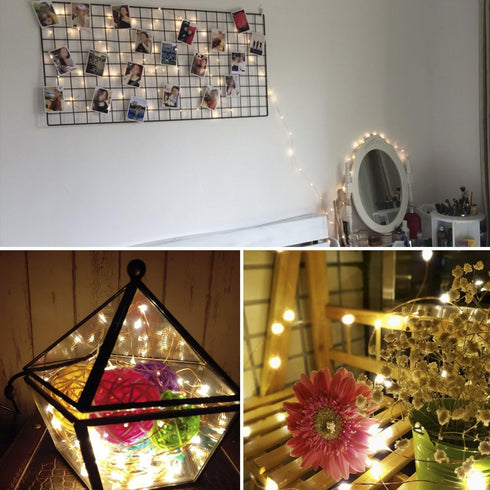 Moobibear Waterproof Fairy String Lights Plug in with 24 Keys Remote, 33ft 100LEDs Warm White Dimmable Starry Copper Wire Light for Indoor & Outdo...