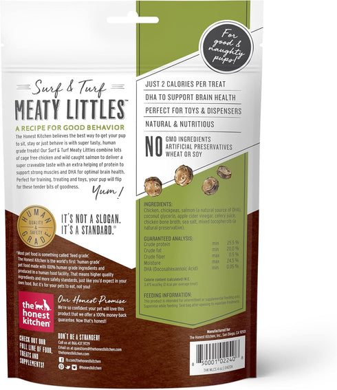 The Honest Kitchen Surf & Turf Meaty Littles: Chicken & Salmon Recipe, 4 oz Bag...