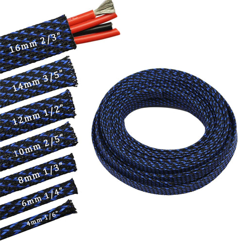 30ft PET Expandable Sleeving Wire Cable Sleeve (1/4", Blue&Black)...