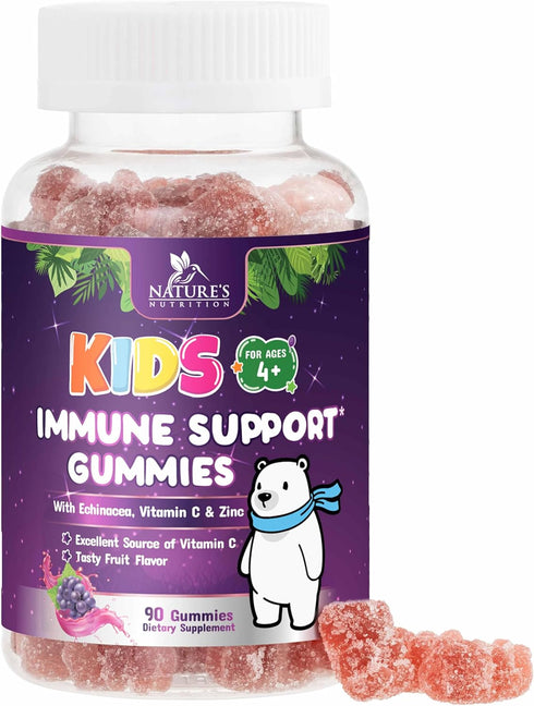 Immune Support Gummies for Kids & Toddler with Vitamin C, Zinc & Echinacea, Daily Childrens Immune Support Gummy Vitamins for Kids Ages 4 and Up, ...