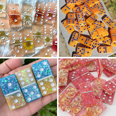 2PCS/Set Professional Size Domino Mold for Resin Casting, Silicone Game Mould, Super Shiny Epoxy Resin Molds...
