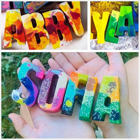 26 Large Letters Silicone Mold Alphabet Crayon Mold Chocolate Mold Biscuit Ice Cube Tray with 12 Sets of Present Packages for DIY Name Letter for ...