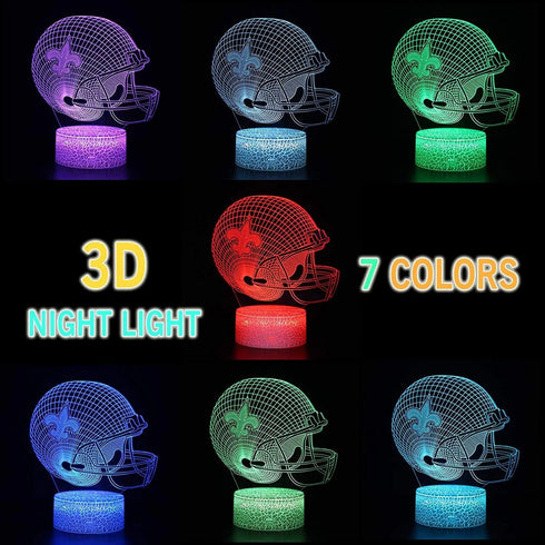 Helmet Shape Optical Illusion Smart 7 Colors Night Light Table Lamp Gifts for Saint, Men, Women, Kids, Boys, Teens...