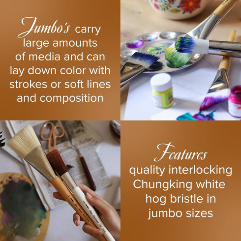 Silver Brush Limited 800650 Silver Jumbo Angle Brush, Large Murals, Easel Painters and Furniture, Size 50, Mid Length Handle...