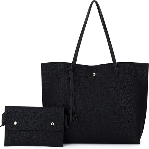 Women's Faux PU Leather Tote Shoulder Purses Bag for women, Big Capacity Tassel Handbag...