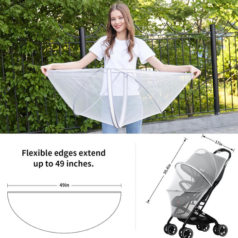 Mosquito Net for Stroller,Encrypted Stroller Mosquito Net Full Cover with Double Zipper,Breathable & Foldable Netting for Baby Cover(White)...