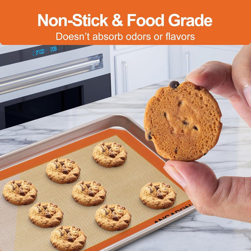 Silicone Baking Mat Sheets Set, Easy Clean &Non-Stick Food Grade Reusable Baking Mat, 3 Half Sheet Cookie Baking Mats Silicone for Oven, Make Maca...