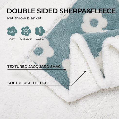 Luciphia Waterproof Dog Cat Blanket Fluffy Thick Fleece Pet Blanket,Washable Double Sided Sherpa Calming Blankets Flower Print Blankets for Medium...