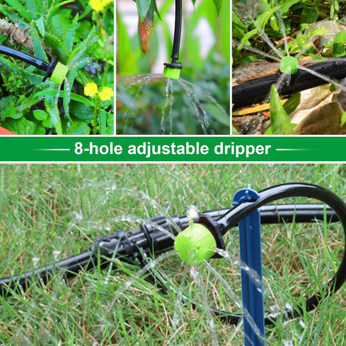 Kalolary 200Pcs Adjustable Irrigation Drippers, 1/4 Inch Barbed Drip Emitter 360 Degree Watering Sprinklers Anti-Clogging Drippers for 4mm/7mm Gar...