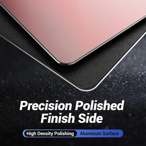 HONKID Metal Aluminum Mouse Pad Pink, Office and Gaming Thin Hard Mouse Mat Double Sided Waterproof Fast and Accurate Control Mousepad for Laptop,...