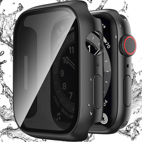 Waterproof Privacy Case Compatible with Apple Watch Series 9/8/7 45mm with Anti-peep Screen Protector, iWatch Face Cover Protective Bumper for iWa...